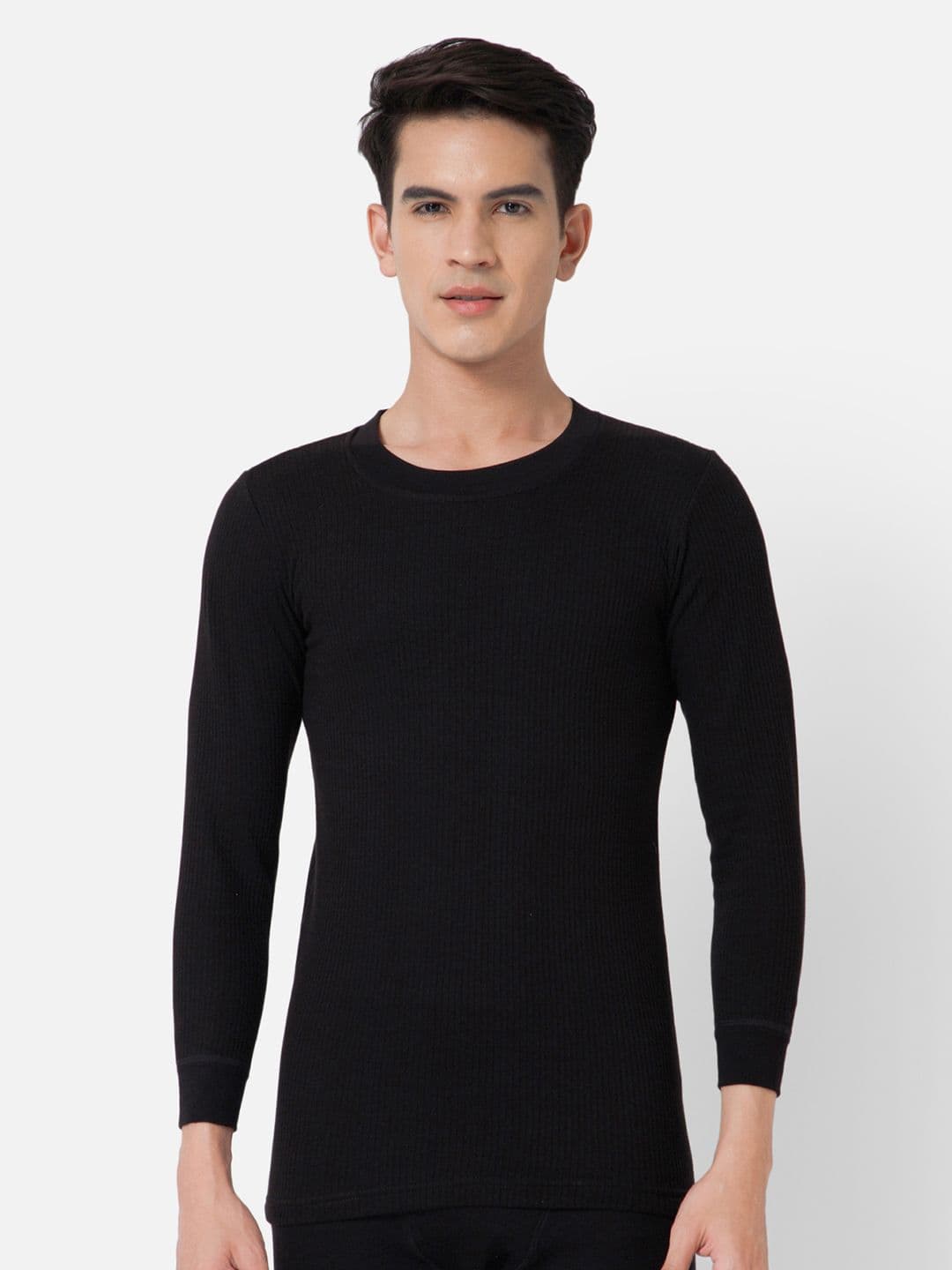 BODYCARE INSIDER Men Black Ribbed Thermal T-Shirt - view 1