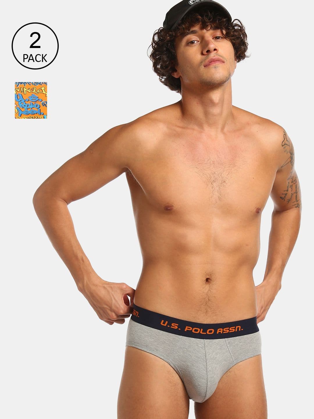 U.S. Polo Assn. Men Assorted Elasticized Waist Briefs - Pack Of 2 - view 1