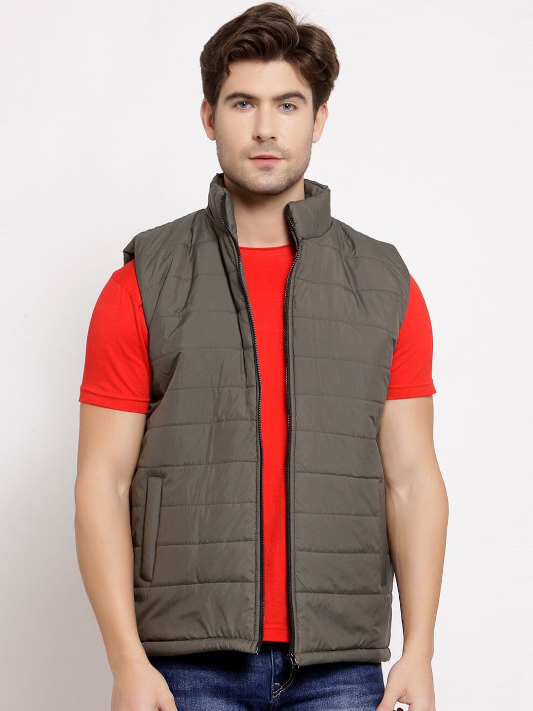 Style Quotient Men Olive Green Lightweight Padded Jacket - view 1
