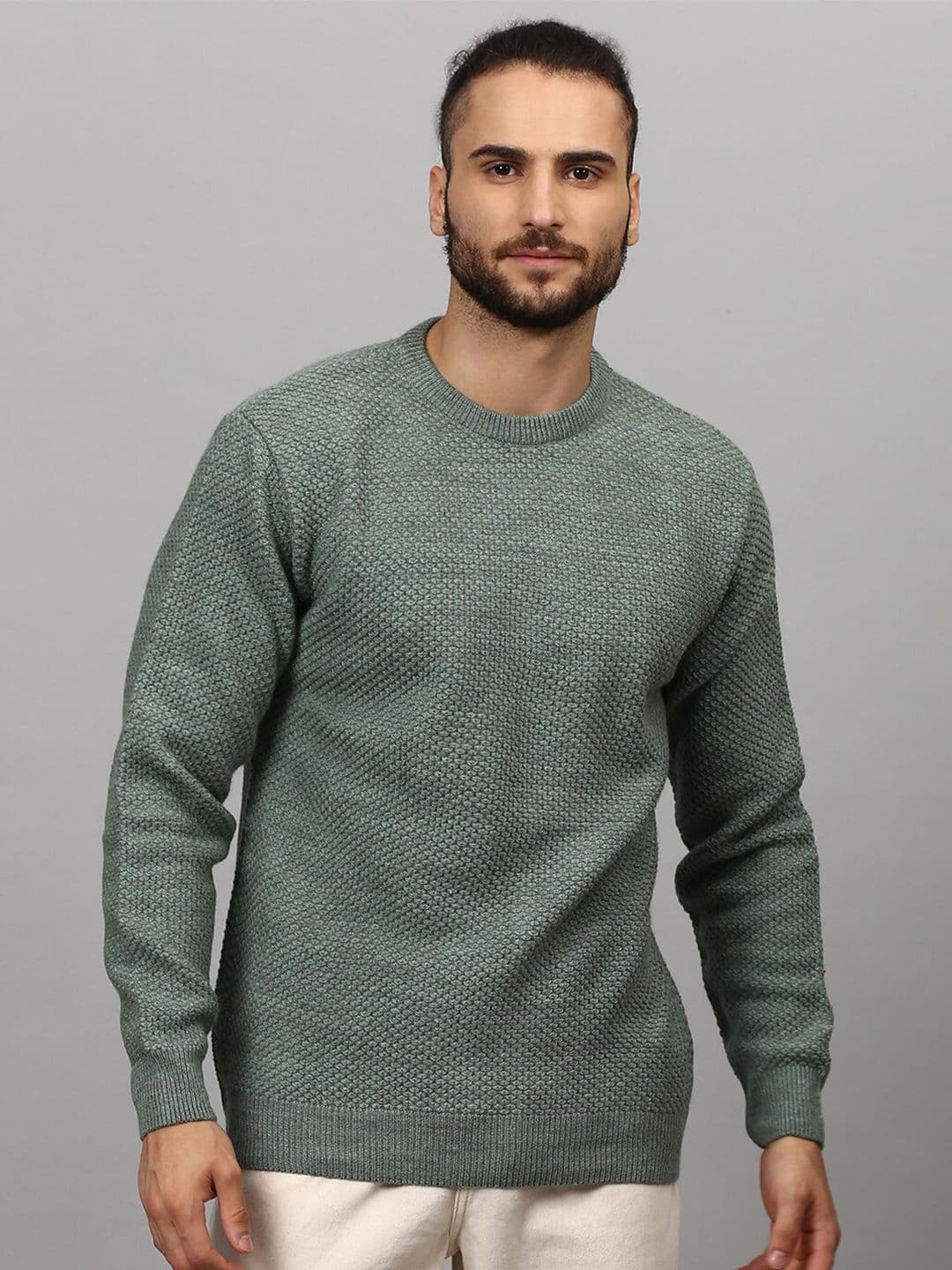 CAHOOT Men Green Ribbed Pullover - view 1