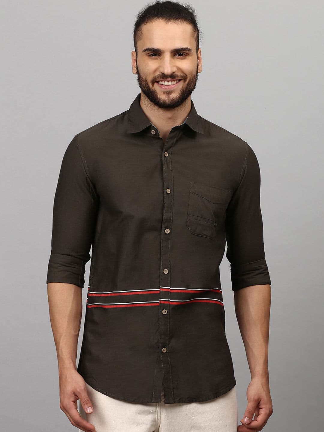 CAHOOT Men Olive Green Opaque Casual Shirt - view 1