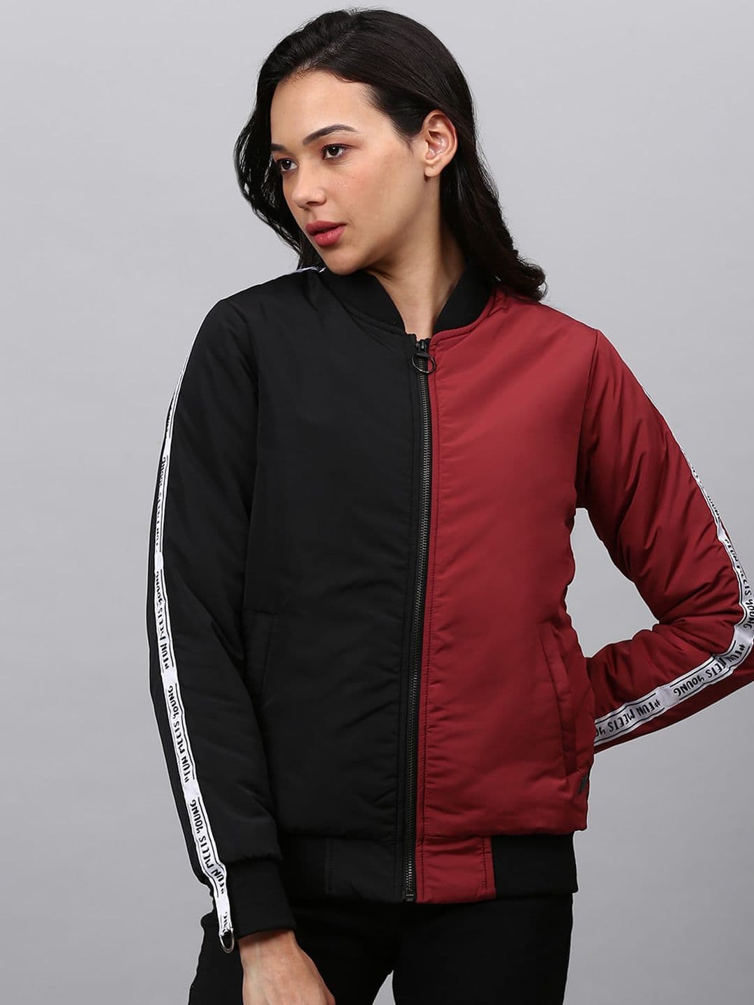 PINACOLADA Women Black Windcheater Outdoor Bomber Jacket - view 1