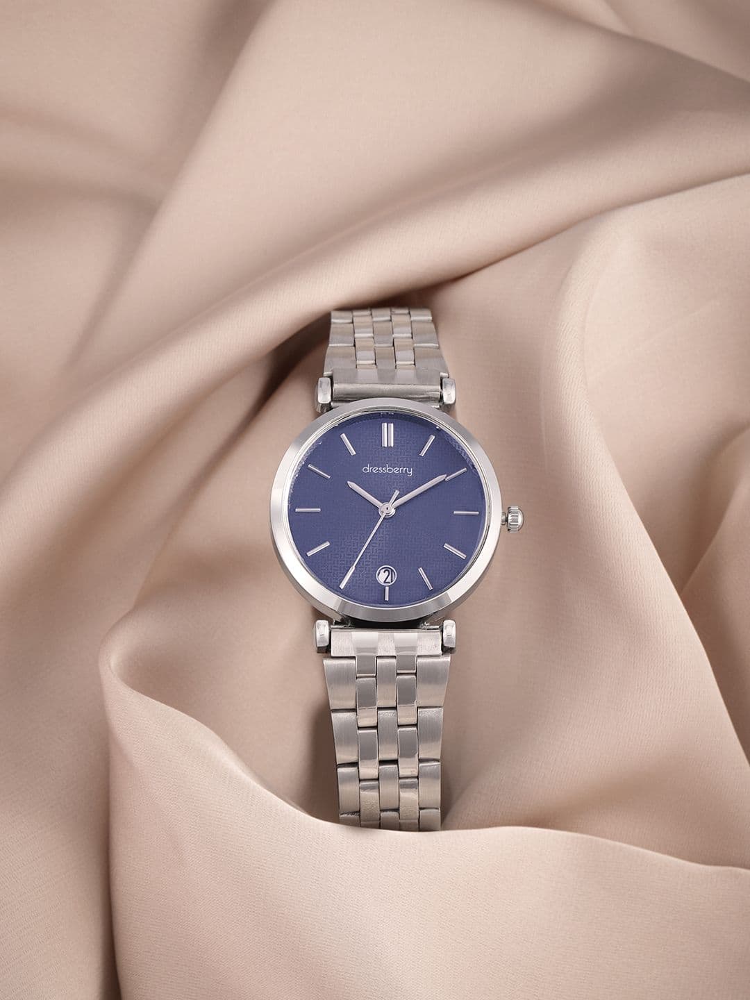 DressBerry Women Navy Blue Printed Dial & Stainless Steel Bracelet Style Watch AW21-2A - view 1