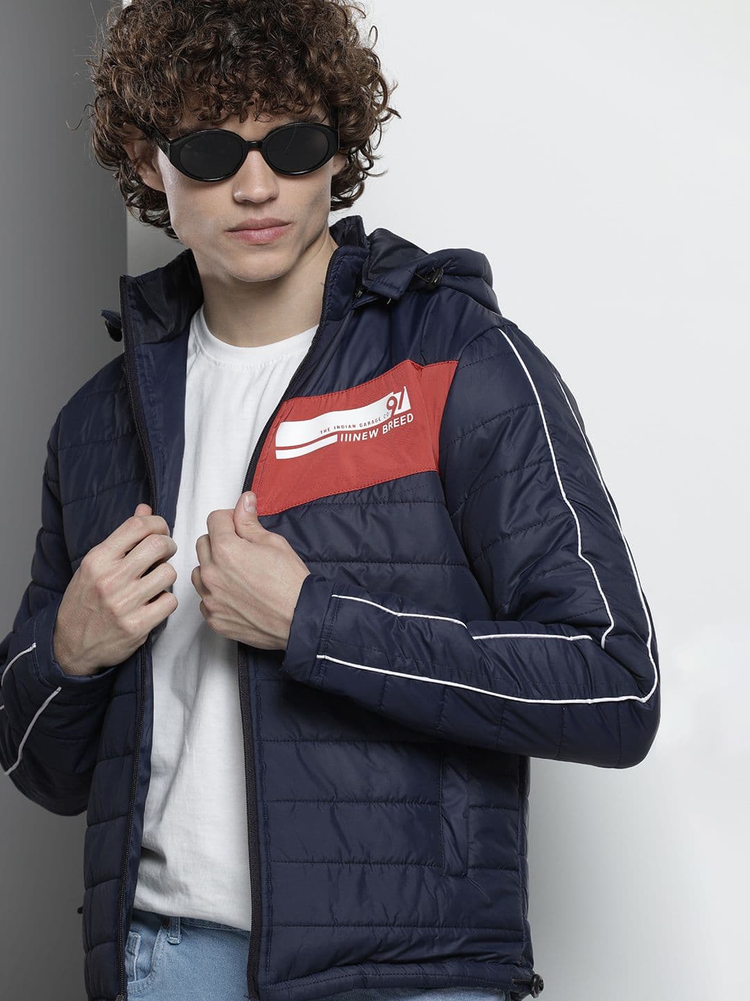 The Indian Garage Co Slim Fit Zip-Front Puffer Jacket with Detachable Hood - view 1