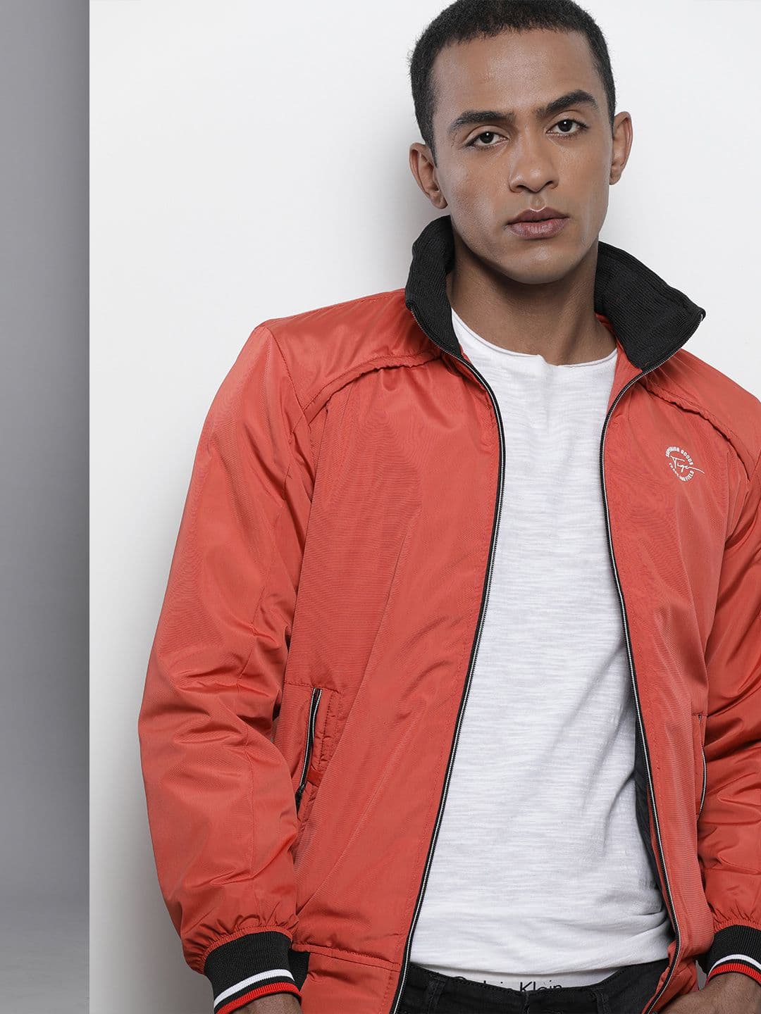 The Indian Garage Co Men Orange Solid Biker Jacket - view 1