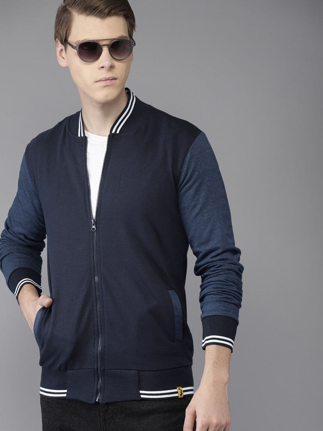 CAHOOT Men Navy Blue Windcheater Bomber Jacket - view 1