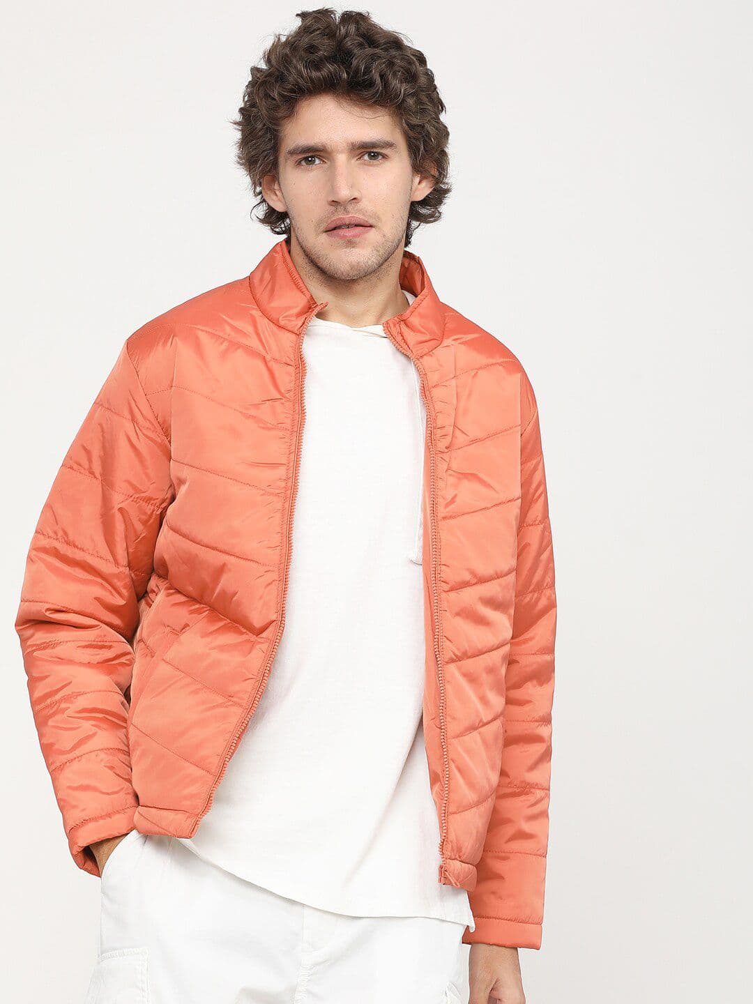 HIGHLANDER Men Orange Padded Jacket with Patchwork - view 1