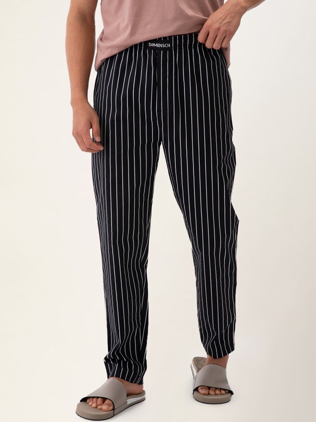 DAMENSCH Men Striped Stretchable Cotton Tapered Fit Lounge Pants - view 1