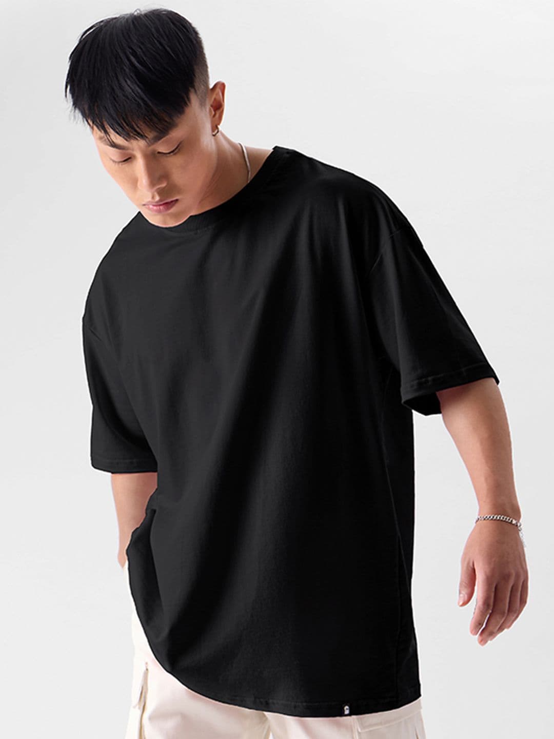 The souled store Solids: Black (Oversized) Black Oversized T-Shirts - view 1