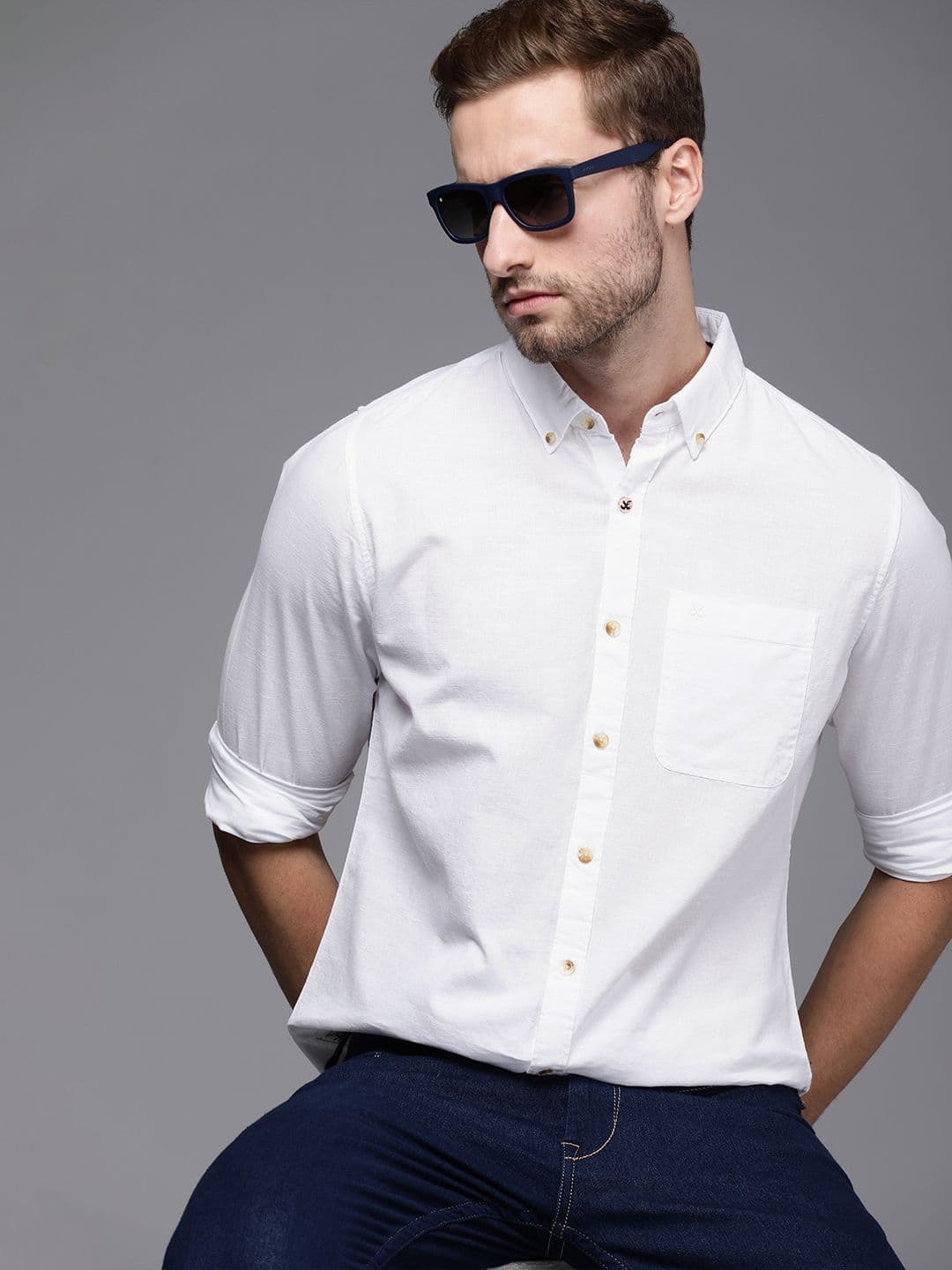 WROGN Men White Slim Fit Casual Shirt - view 1