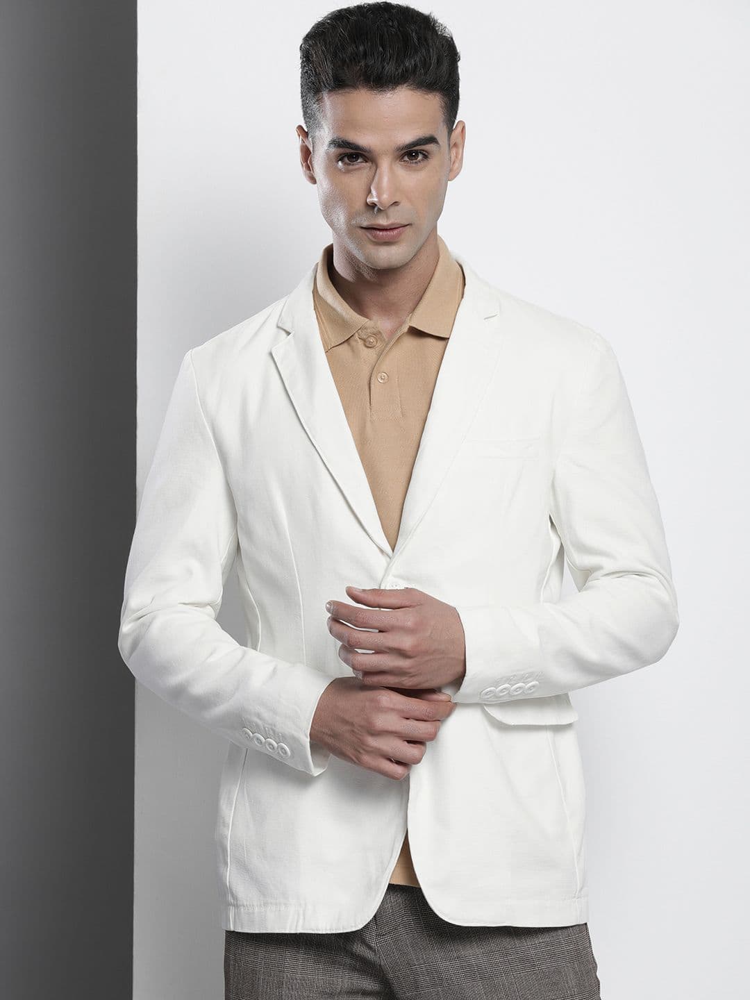 The Indian Garage Co Men Solid Cotton Blazer - view 1