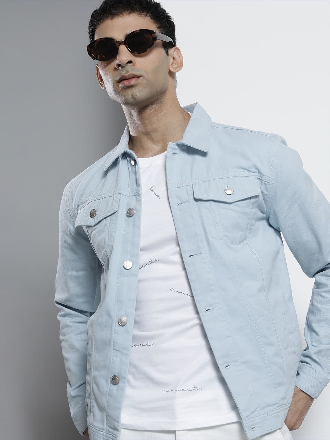 The Indian Garage Co Men Blue Cotton Denim Jacket - view 1
