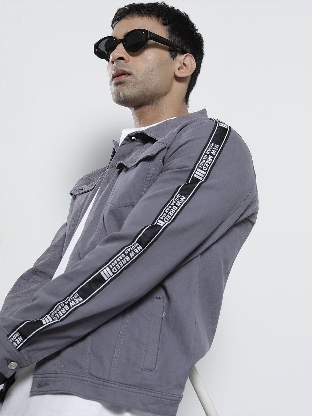 The Indian Garage Co Men Slim Fit Denim Trucker Jacket with Double Flap Pockets - view 1