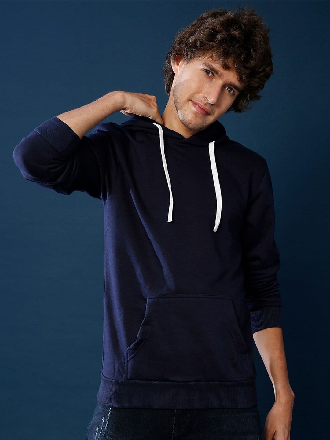 CAHOOT Men Navy Blue Hooded Sweatshirt - view 1