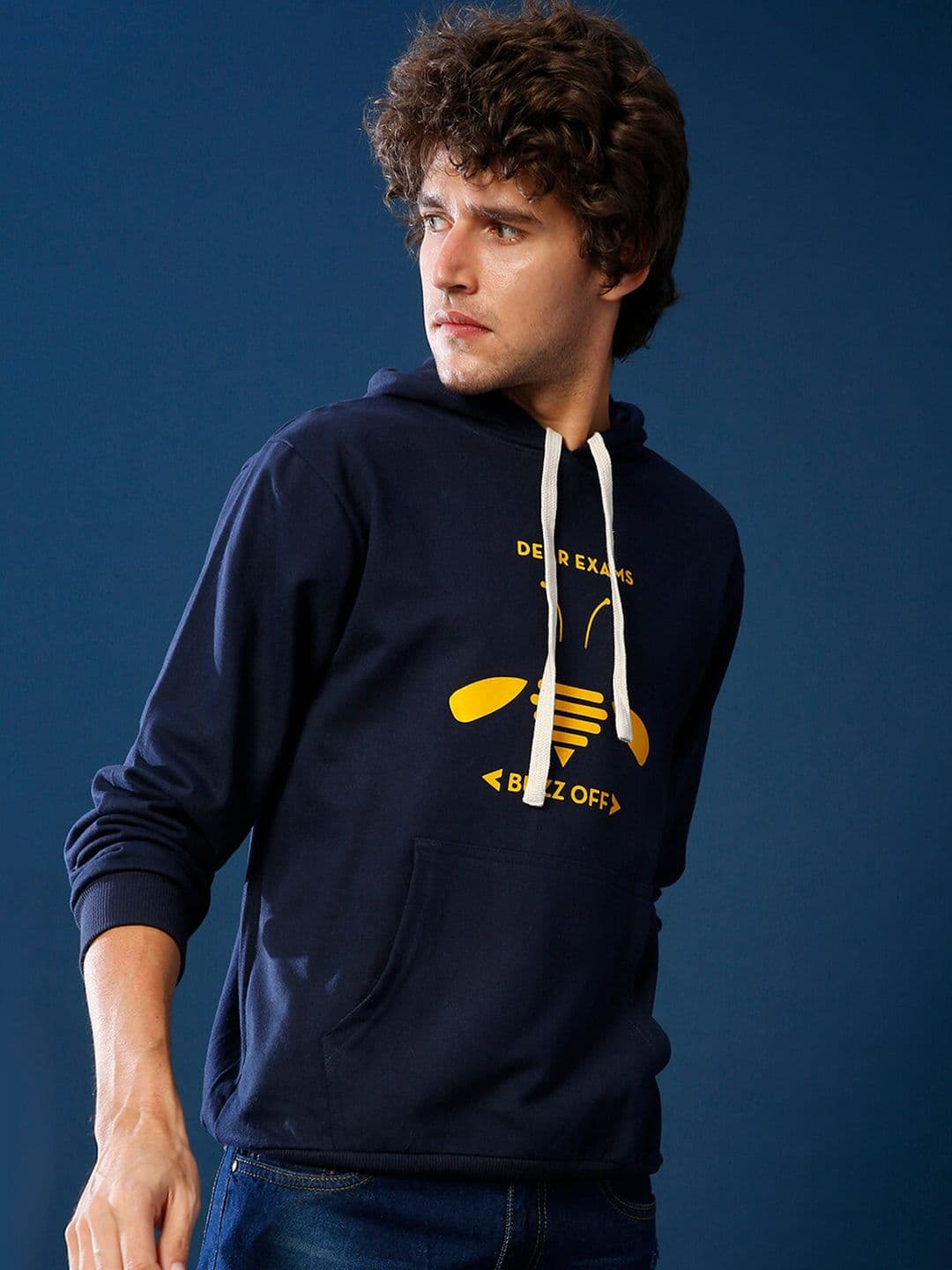 CAHOOT Men Blue Printed Hooded Sweatshirt - view 1