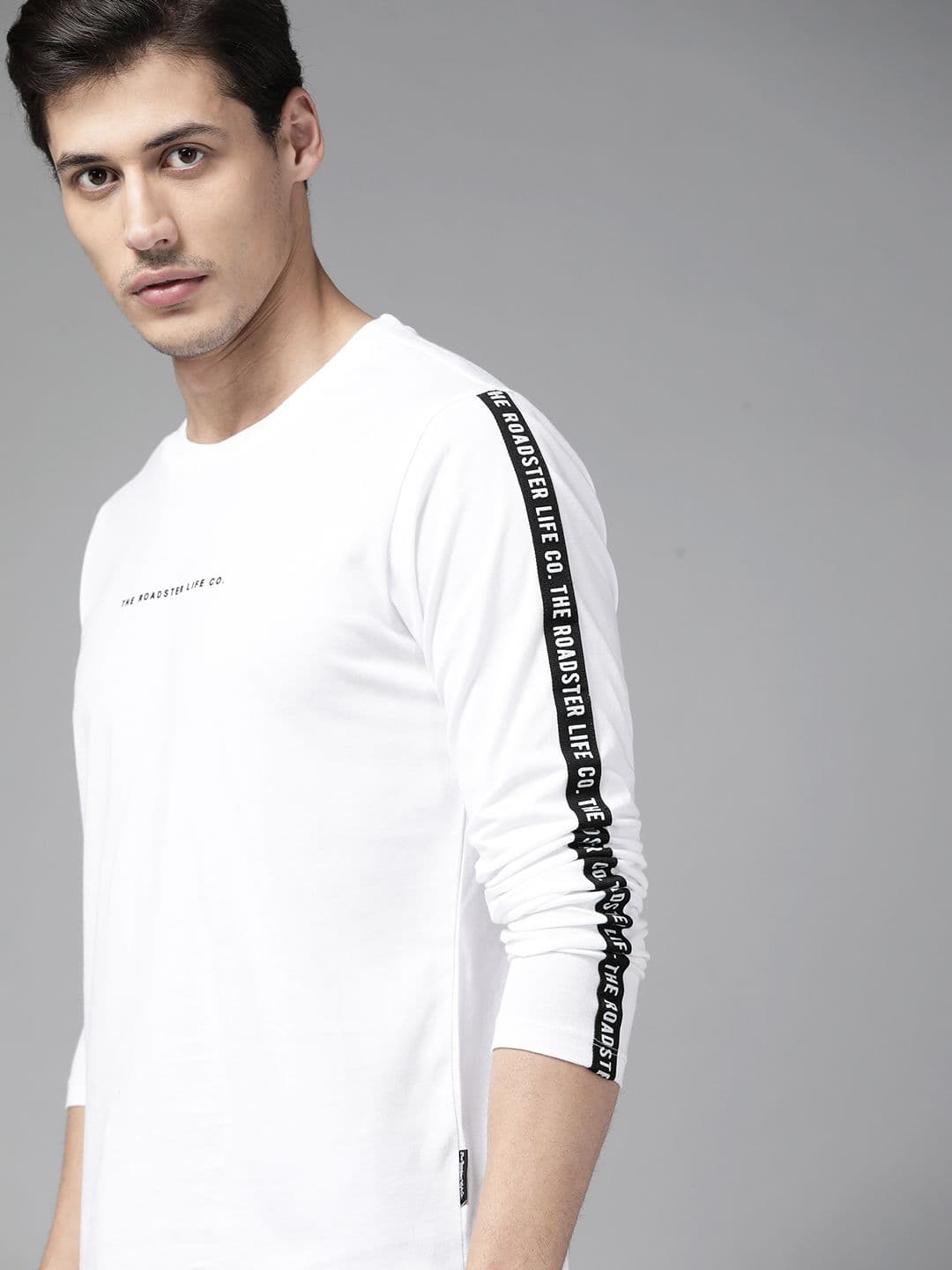The Roadster Lifestyle Co Men White Pure Cotton Brand Logo Printed T-shirt - view 1