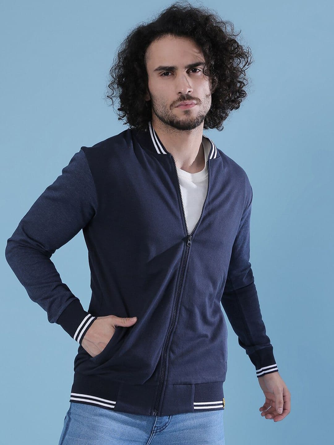 CAHOOT Men Navy Blue Lightweight Outdoor Varsity Jacket - view 1