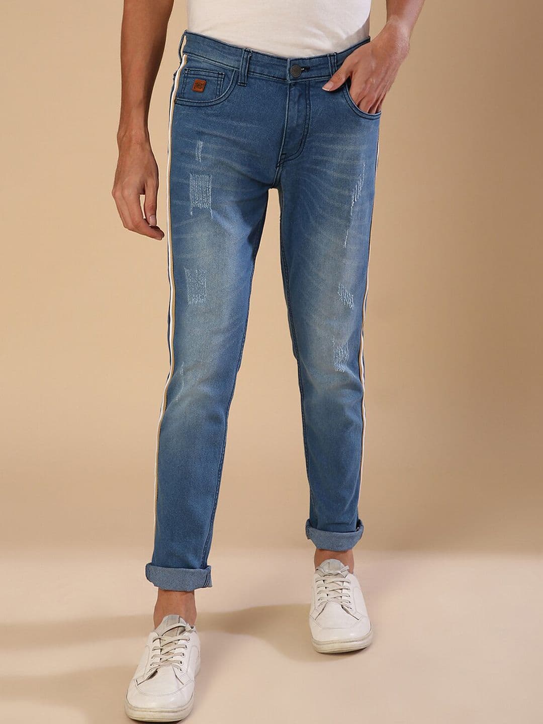 CAHOOT Men Blue Super Low Distress Light Fade Stretchable Regular Fit Jeans - view 1