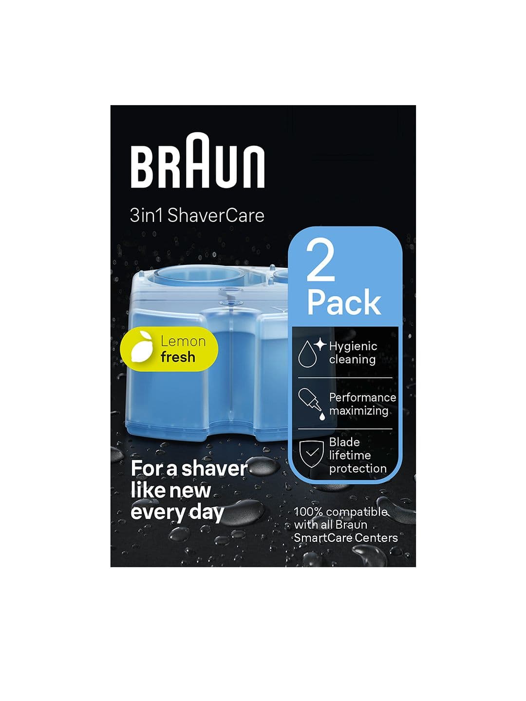 Braun Pack of 2 Lemon Fresh Cleaning Fluid Refill Cartridge for Trimer - view 1