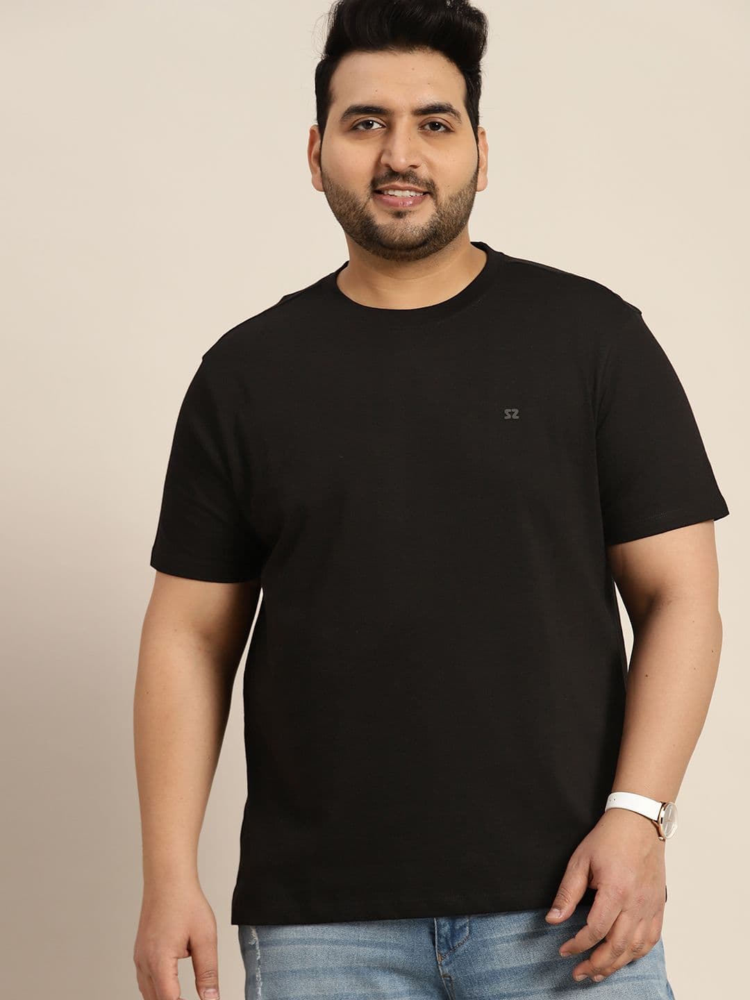 Sztori Men Plus Size Solid Pure Cotton T-shirt - view 1
