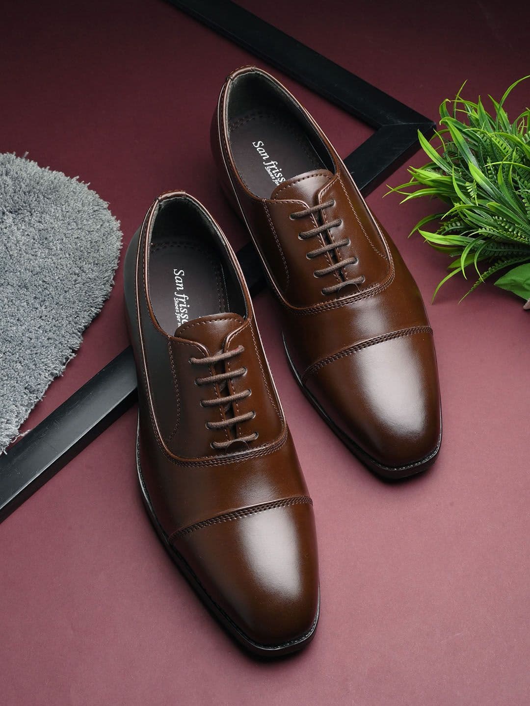 San Frissco Men Brown Solid Formal Comfortable Laceup Derby Shoes - view 1