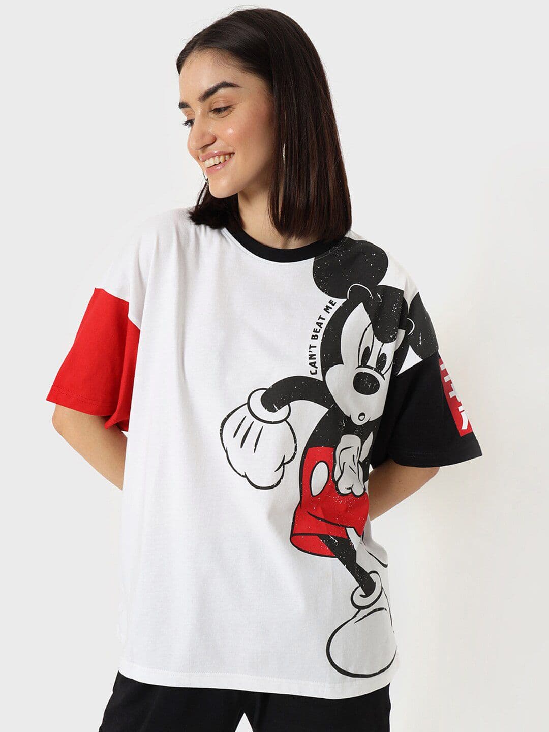 Bewakoof Official Disney Merchandise Can't Beat Me Mickey Graphic Printed T-shirt - view 1
