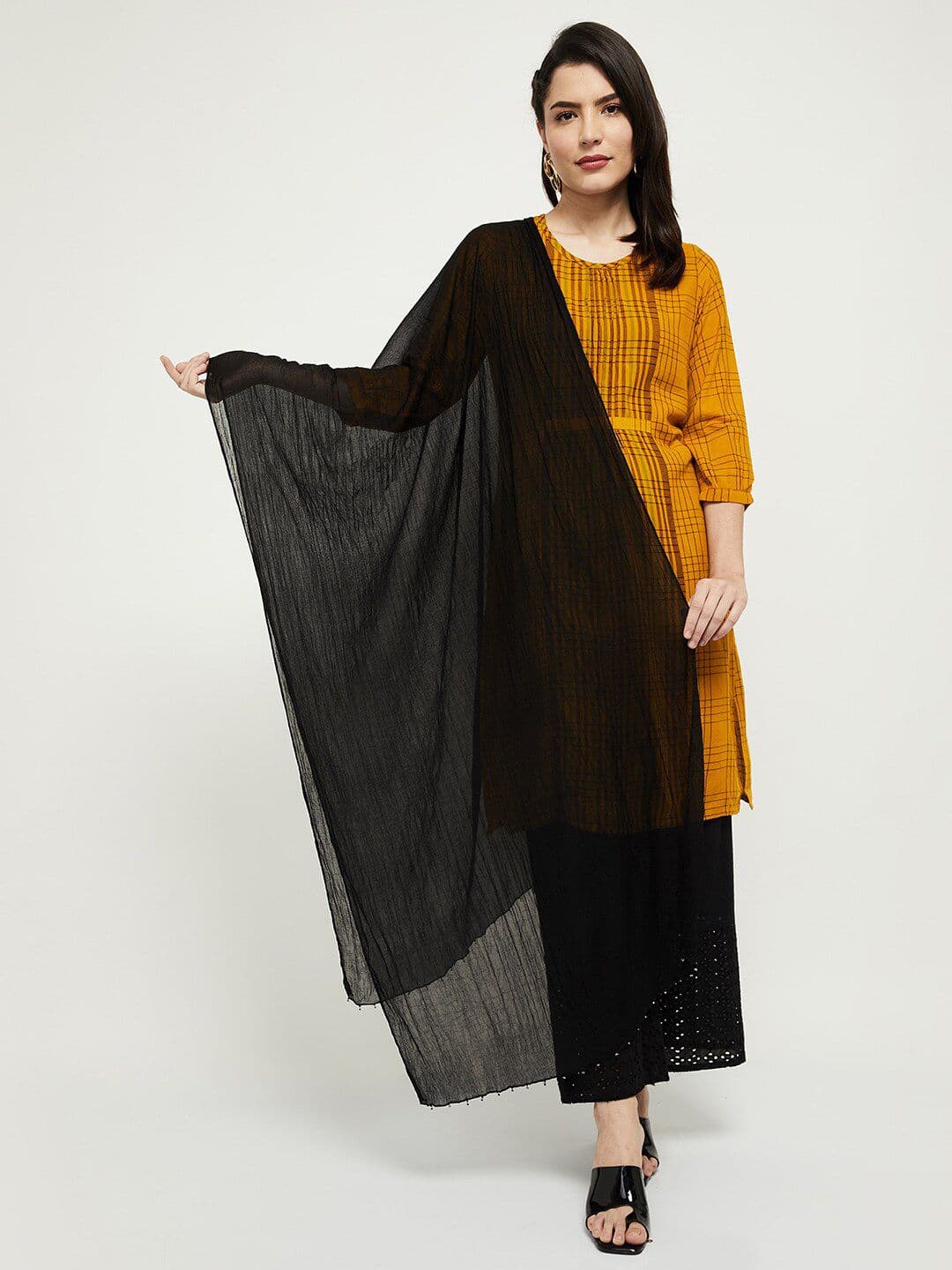 max Black Solid Dupatta - view 1