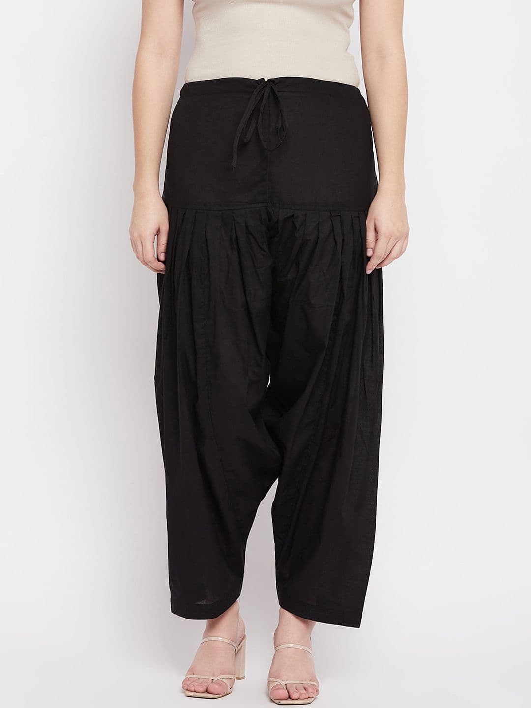 Clora Creation Women Black Solid Loose-Fit Pure Cotton Salwar - view 1