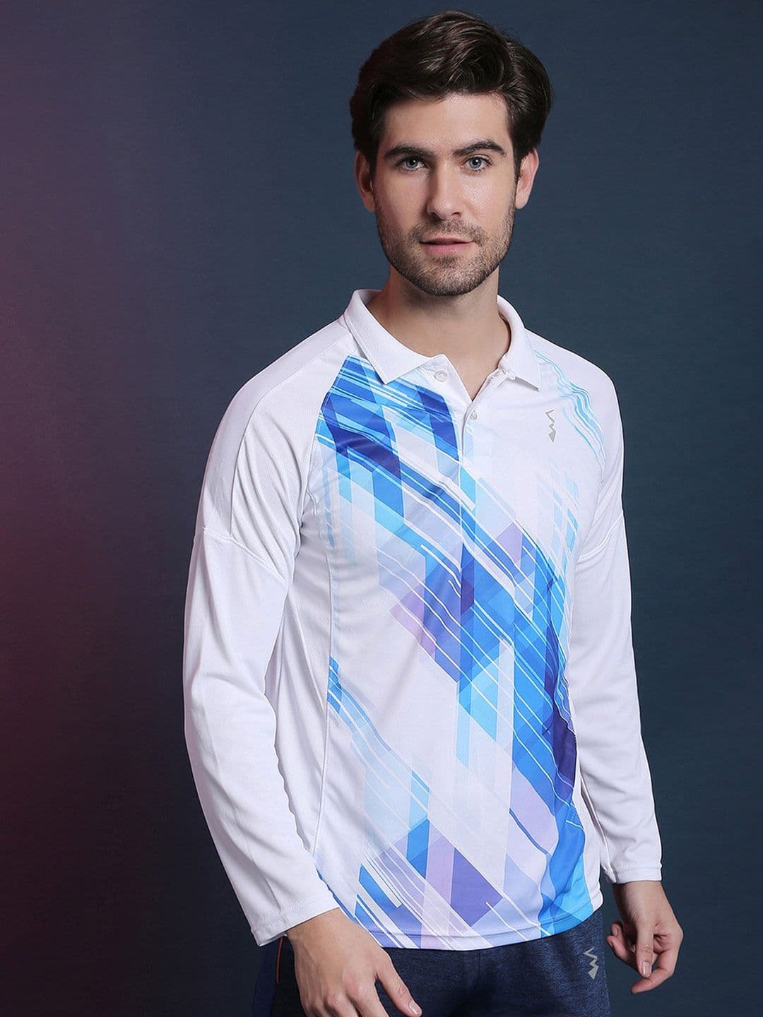 CAHOOT Men White Abstract Polo Collar Sports T-shirt - view 1