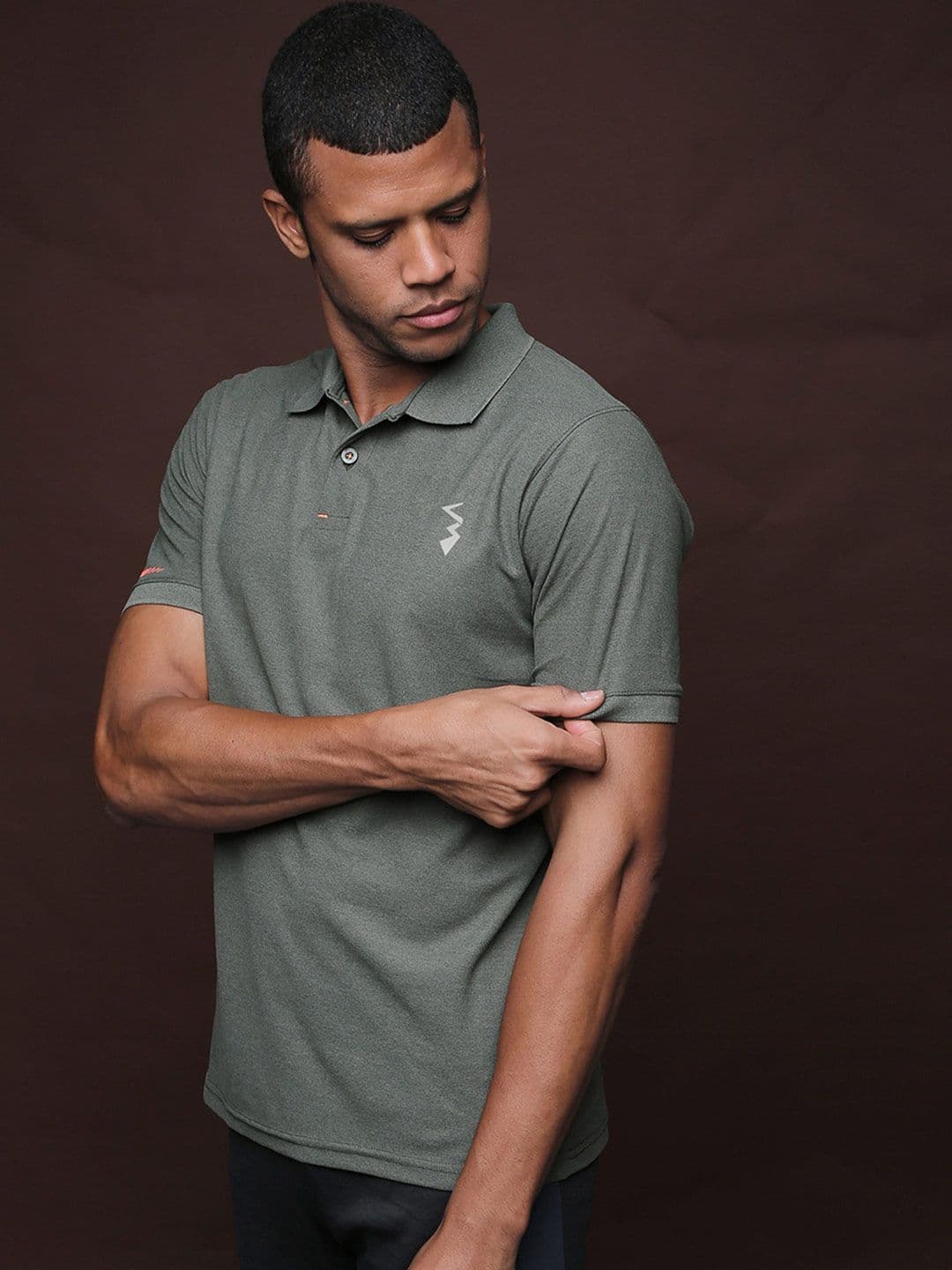 CAHOOT Men Olive Green Polo Collar Dri-FIT Running T-shirt - view 1