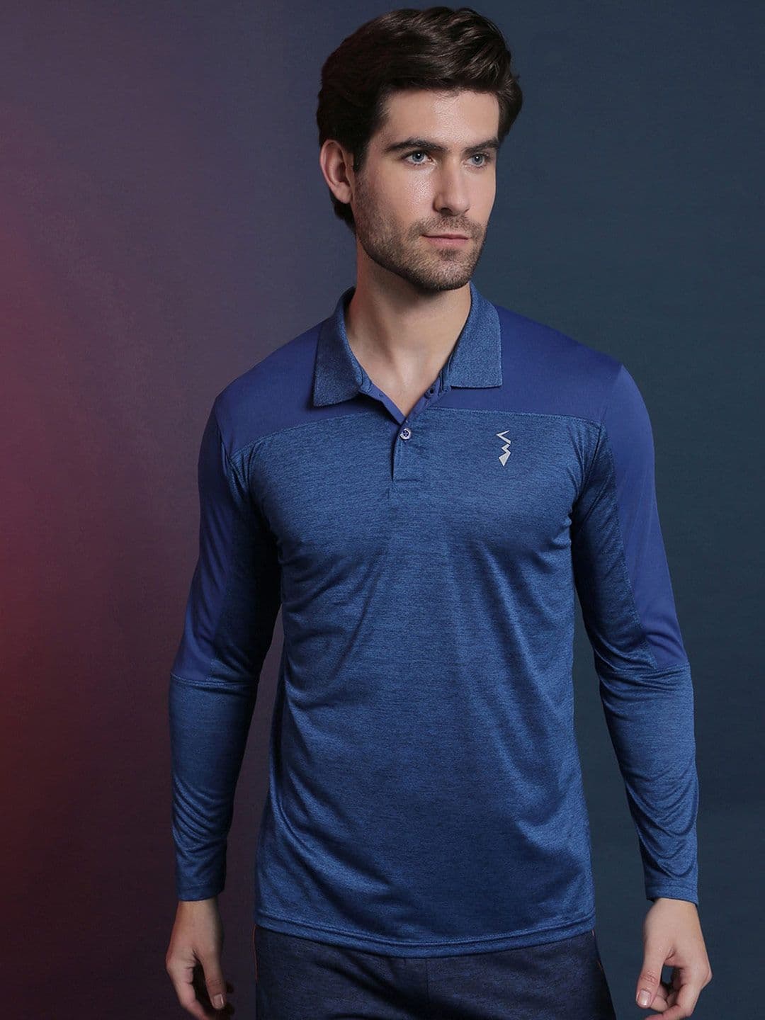 CAHOOT Men Blue Polo Collar Dri-FIT Applique Running T-shirt - view 1