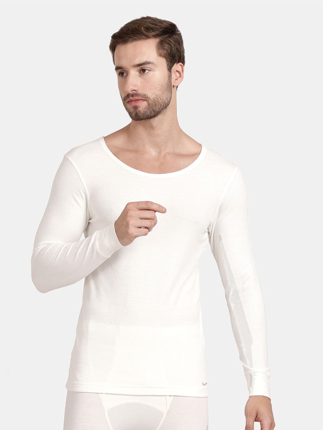 Pepe Jeans Men White Solid Thermal Bottoms - view 1