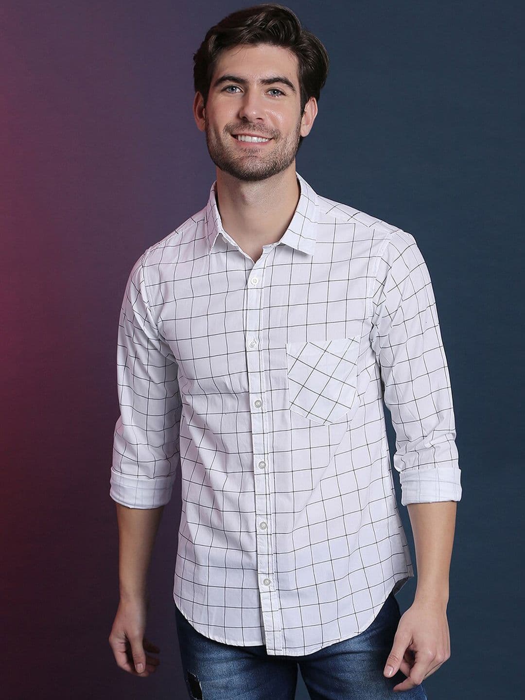 CAHOOT Men White Classic Checked Casual Shirt - view 1