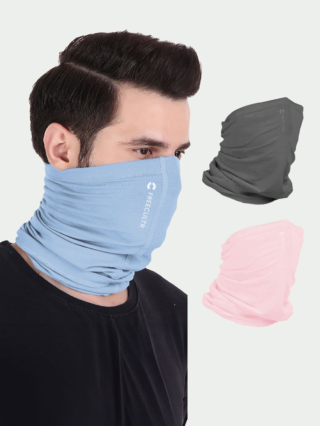 FREECULTR Pack of 3 Peach & Blue Anti-Microbial Multipurpose Headband - view 1