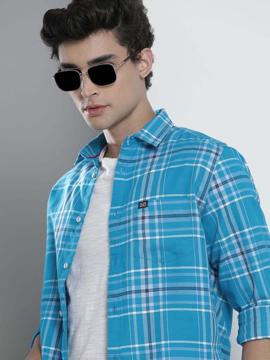The Indian Garage Co Men Blue Checked Casual Shirt - view 1