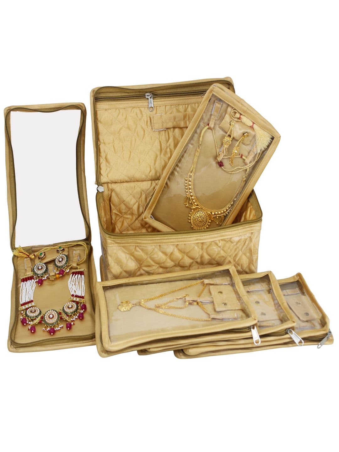 atorakushon Gold-Toned Solid Jewellery Organiser With 5 Pocket Pouches - view 1