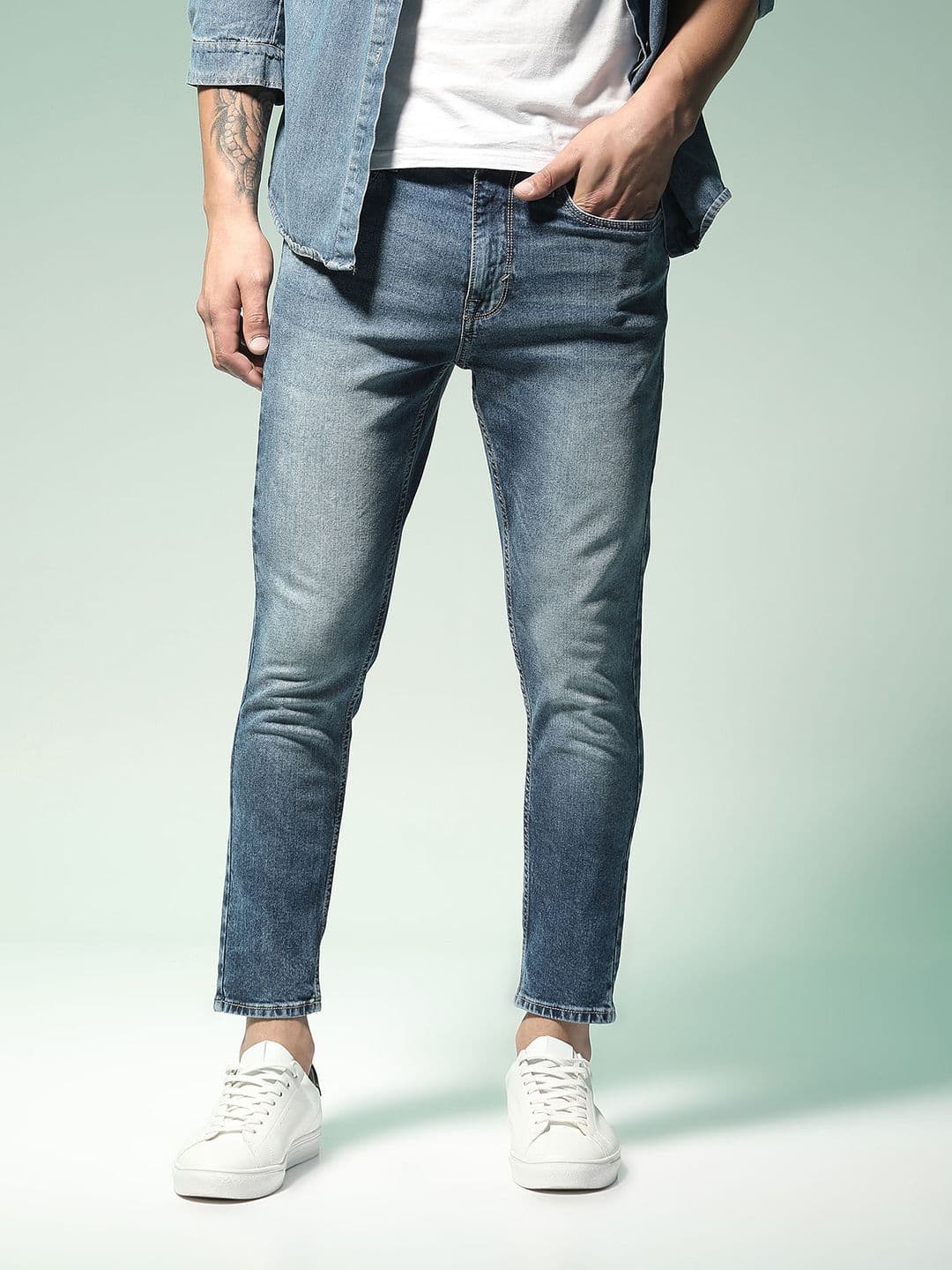Flying Machine Men Blue Slim Fit Heavy Fade Stretchable Jeans - view 1