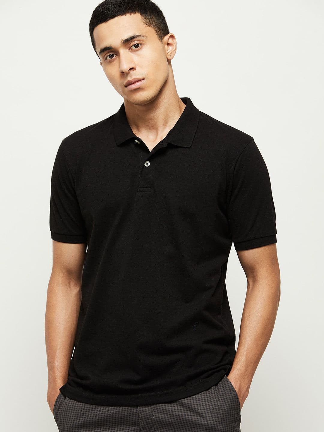 max Men Black Polo Collar T-shirt - view 1