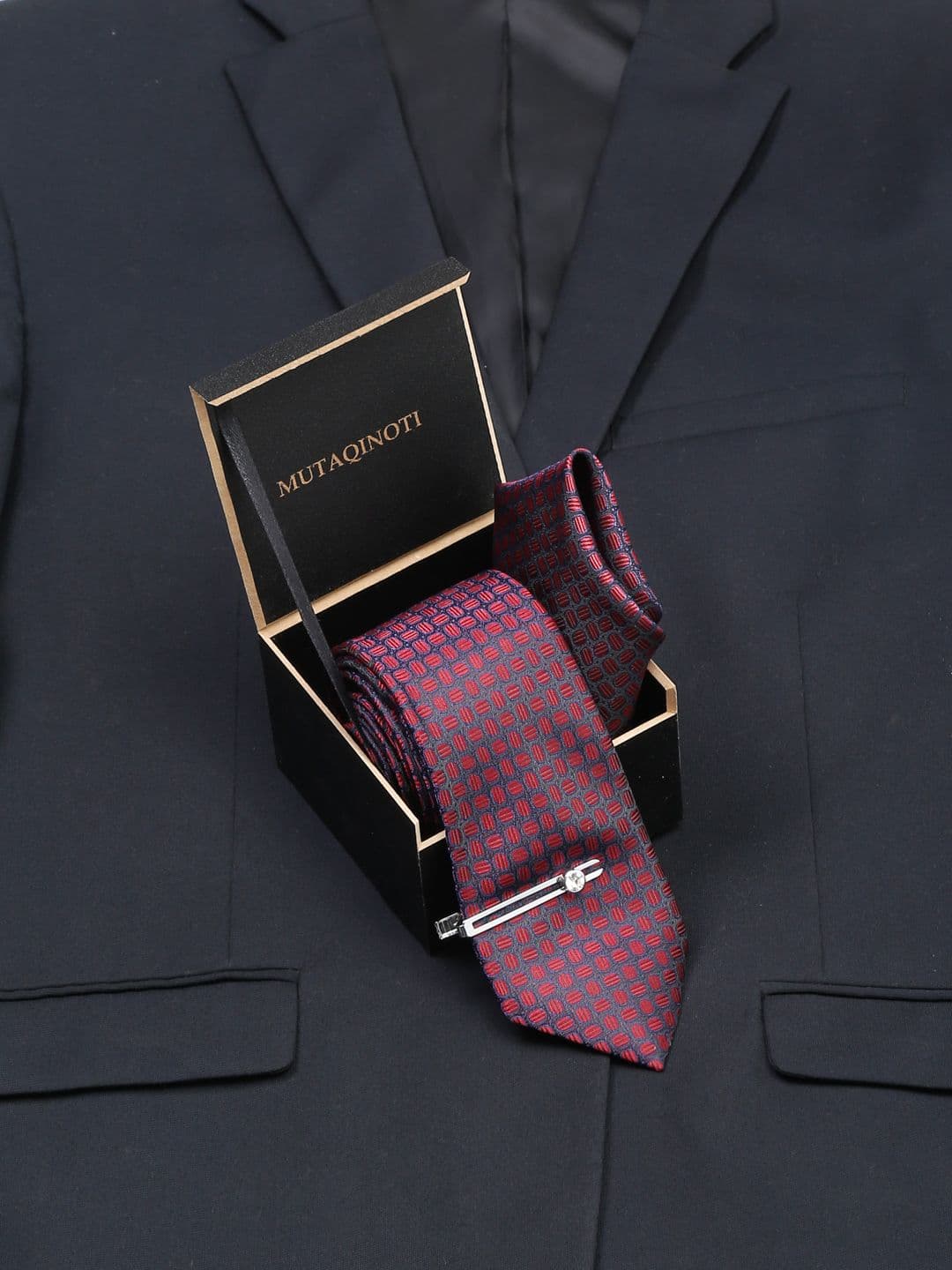 MUTAQINOTI Men Silk Necktie Accessory Gift Set - view 1