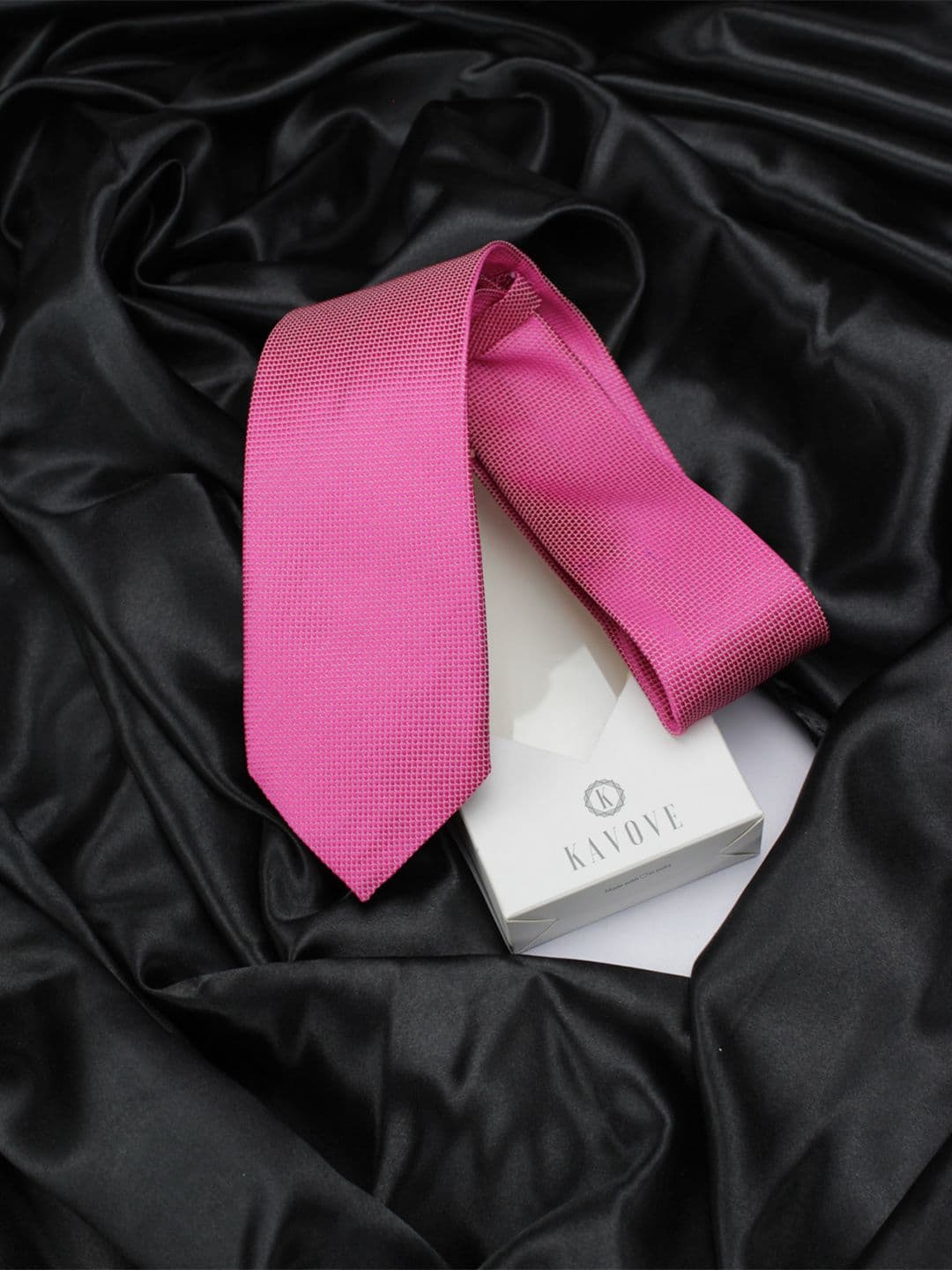 Kavove Men Pink Woven Design Broad Tie - view 1