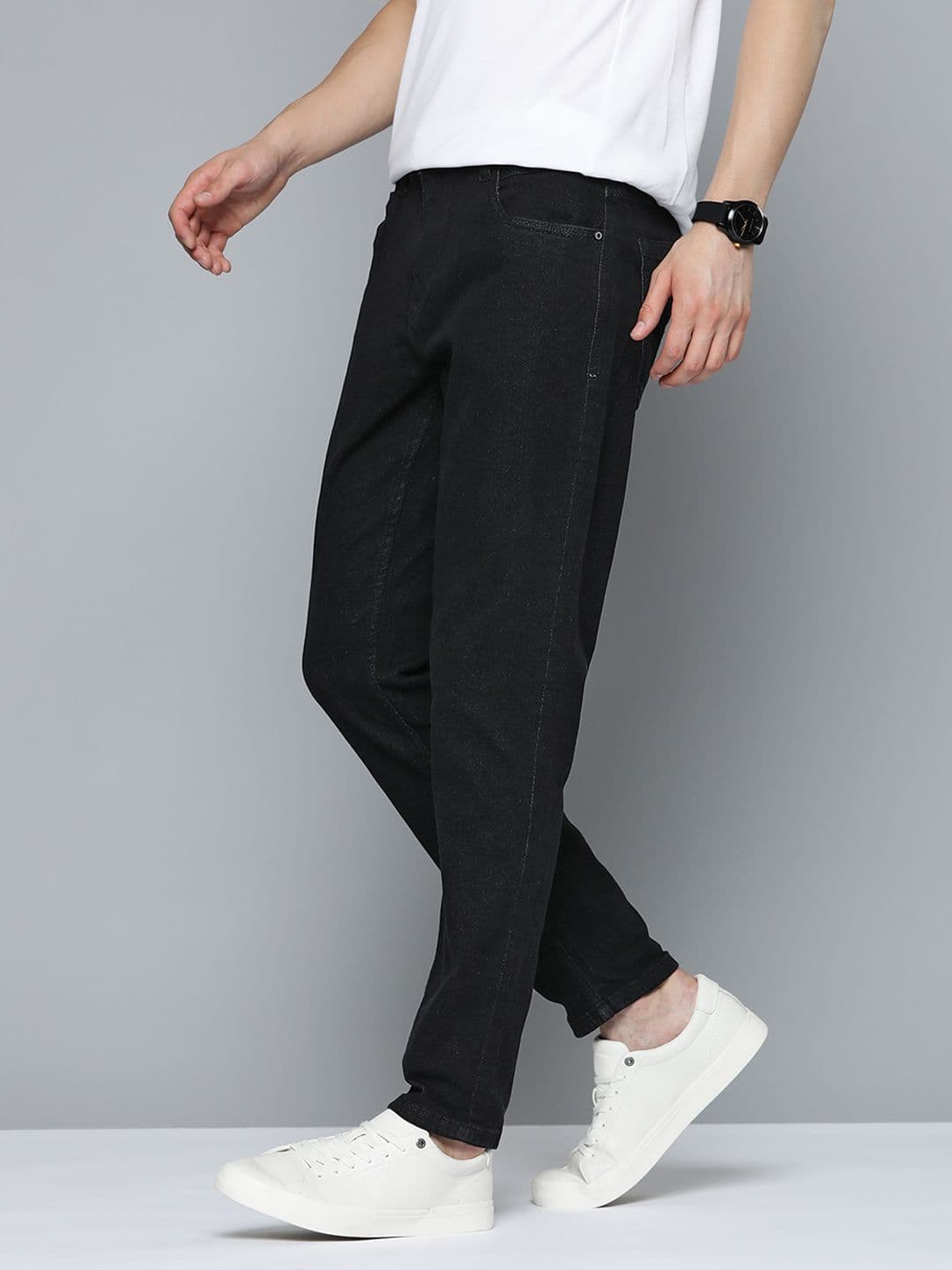 Mast & Harbour Men Black Carrot Fit Stretchable Jeans - view 1