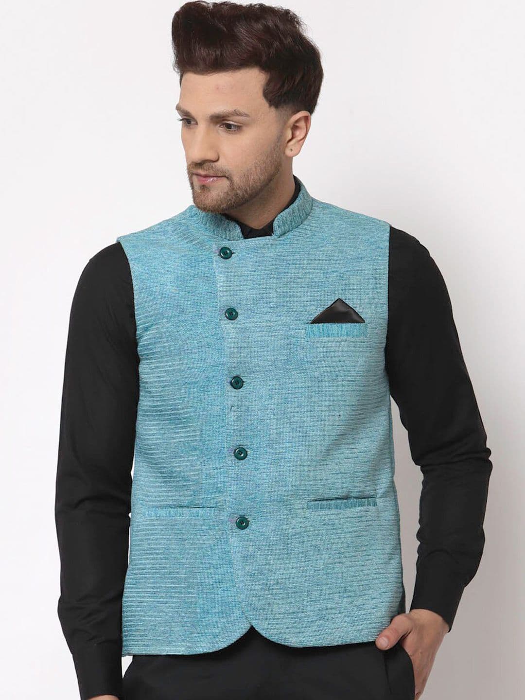 KLOTTHE Men Sea Green Solid Nehru Jacket - view 1