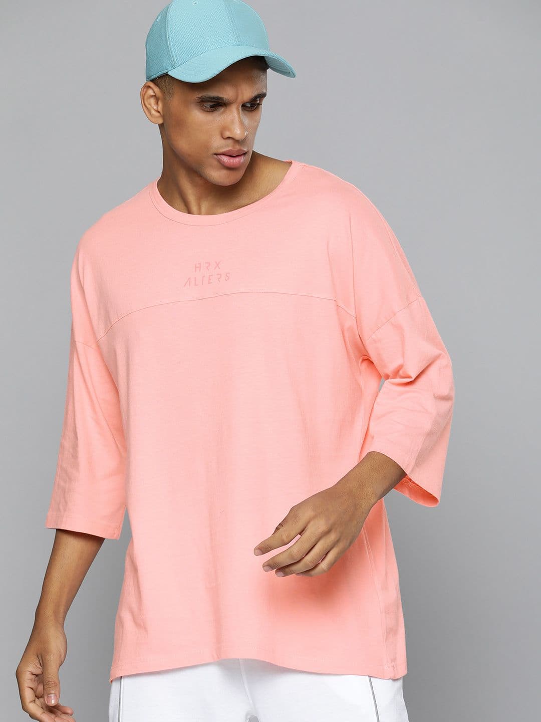 HRX By Hrithik Roshan Lifestyle Men Quartz Pink Brand Carrier Oversized T-shirt - view 1