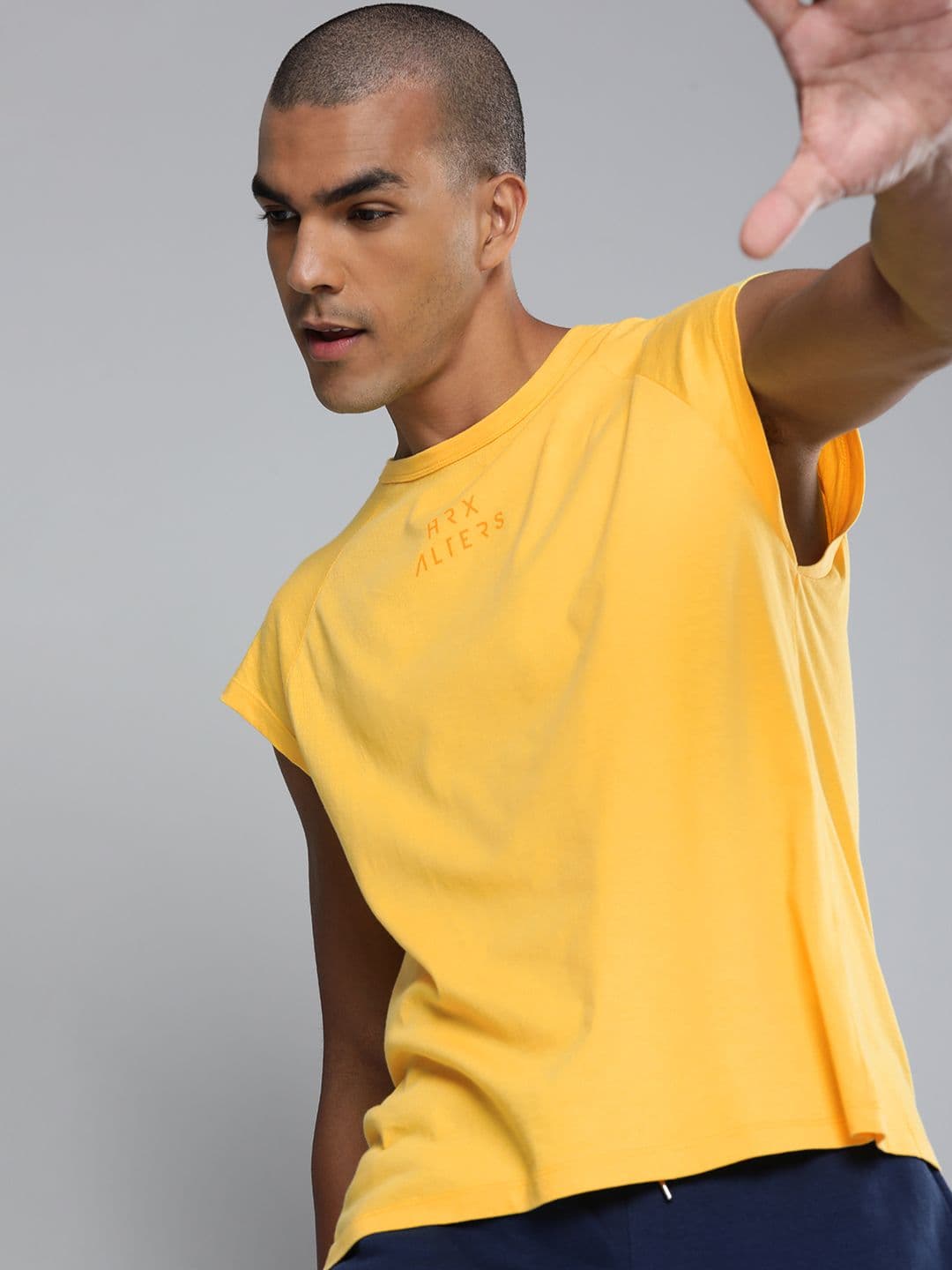 HRX By Hrithik Roshan Lifestyle Men Aspen Gold Brand Carrier Oversized T-shirt - view 1