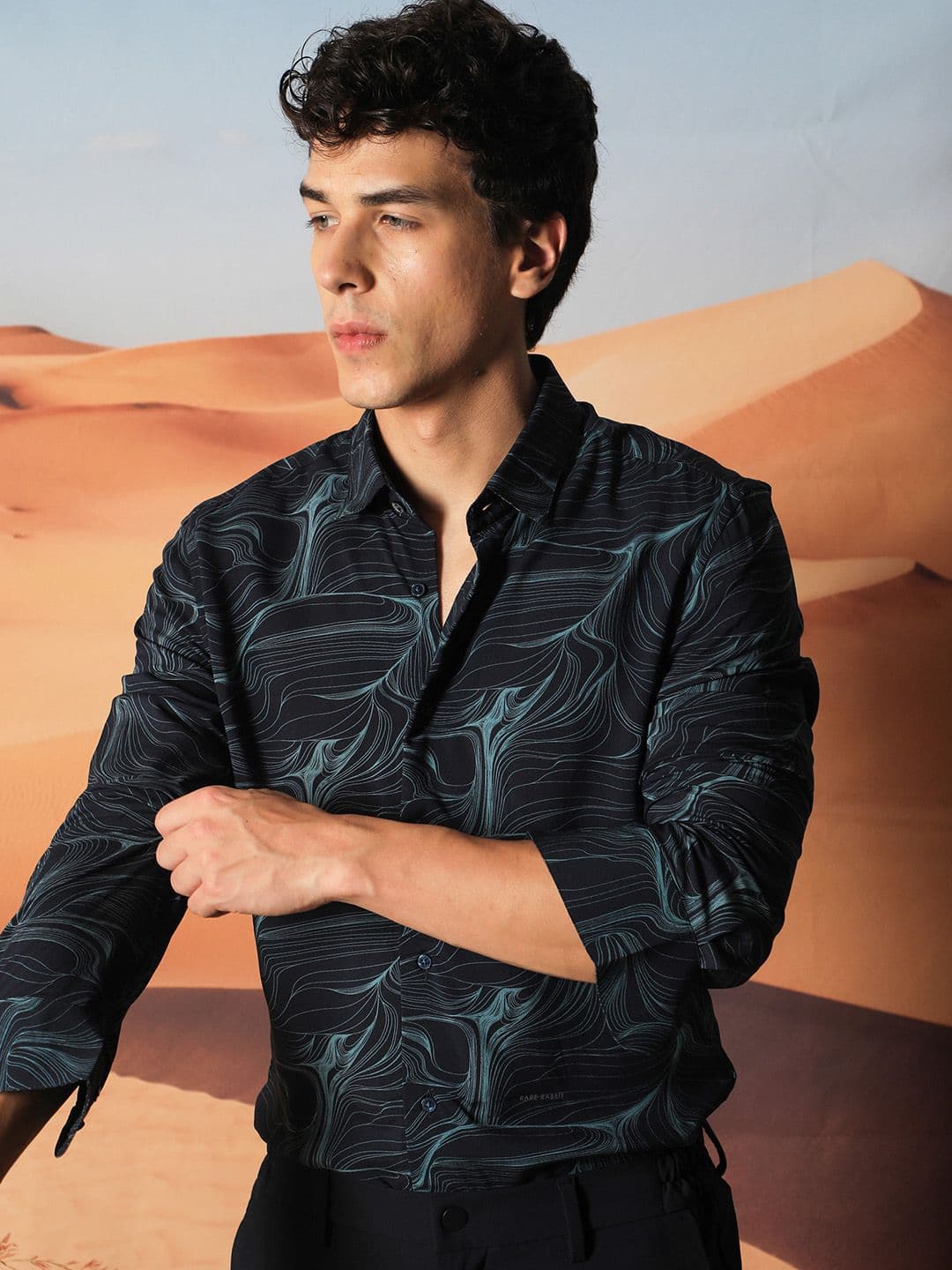 RARE RABBIT Men Navy Blue Custom Slim Fit Printed Casual Shirt - view 1
