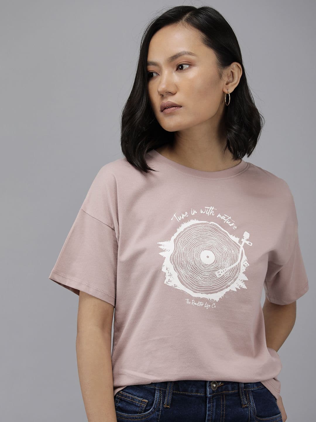 Roadster Women Dusty Pink Cotton T-shirt - view 1