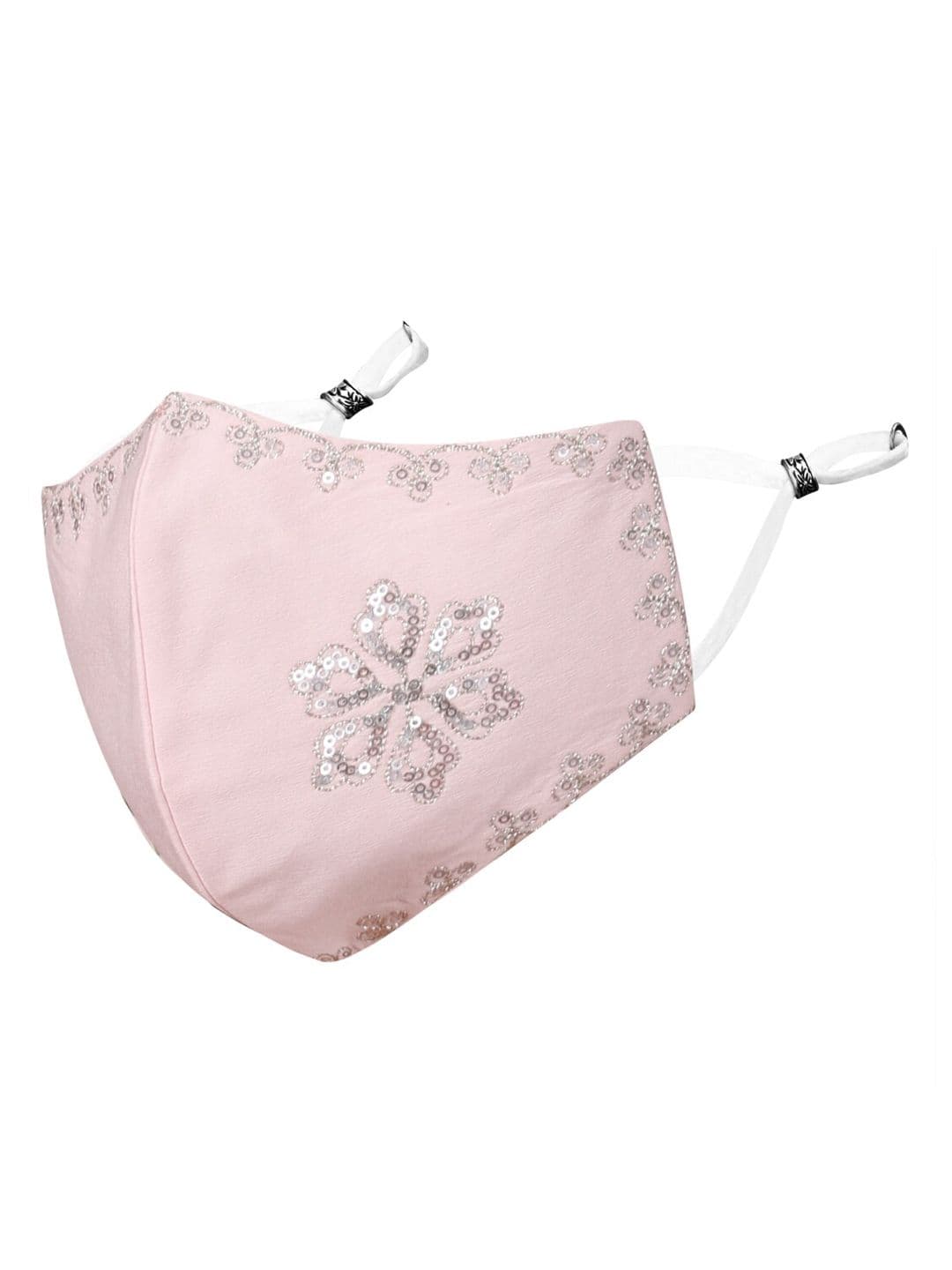 MASQ Pink Sequinned 4-Ply Adjustable Reusable Outdoor Cloth Mask - view 1
