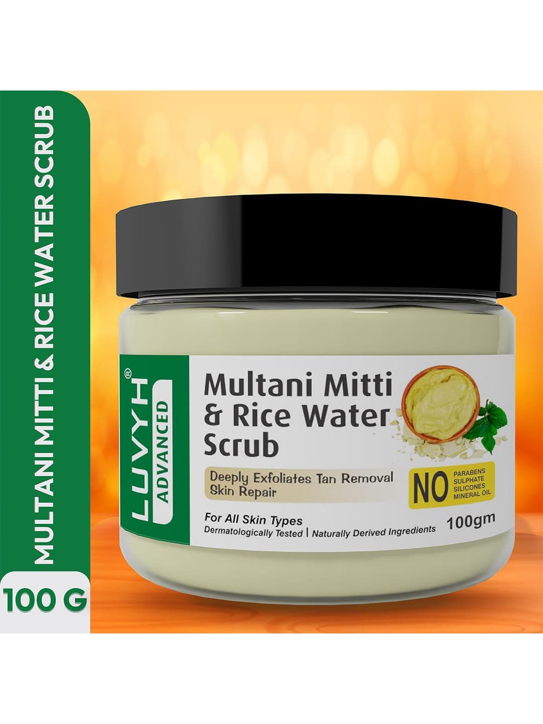 LUVYH Advanced Tan Removal & Skin Repair Multani Mitti & Rice Water Scrub 100 g - view 1
