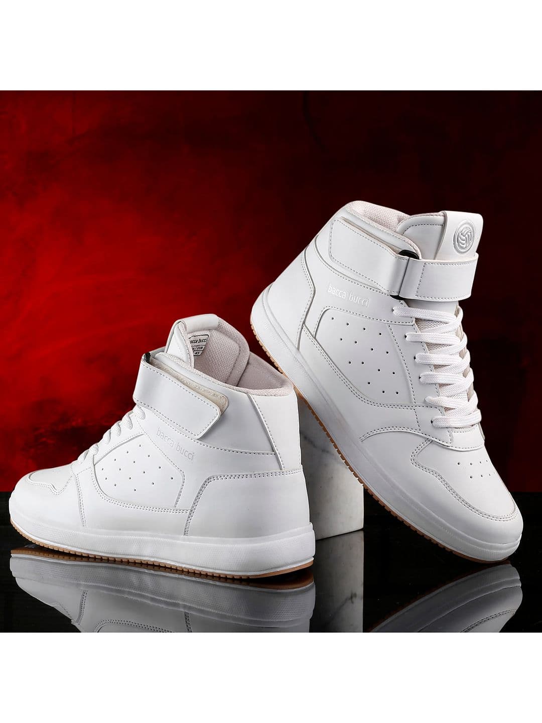 bacca bucci Men White Perforations Synthetic Leather Sneakers - view 1