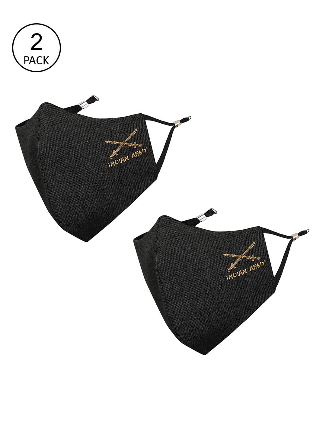 MASQ Men Olive Green Pack of 2 Embroidered 4-Ply Cloth Mask - view 1